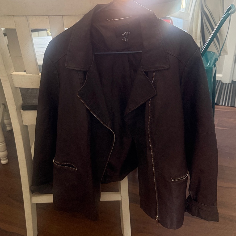 A.n.a Dark Brown faux Leather Jacket